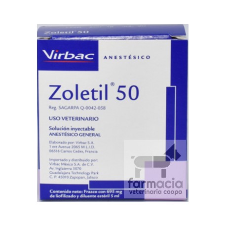 Zoletil 50. PRODUCTO CONTROLADO. SOLO VENTA EN SUCURSAL CON RECETA CUANTIFICADA